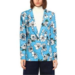 Haveone. Blue floral suit. Jacket with pants